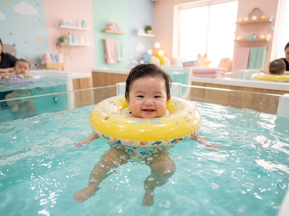 Bé bơi thủy liệu tại Bubbly Baby Spa